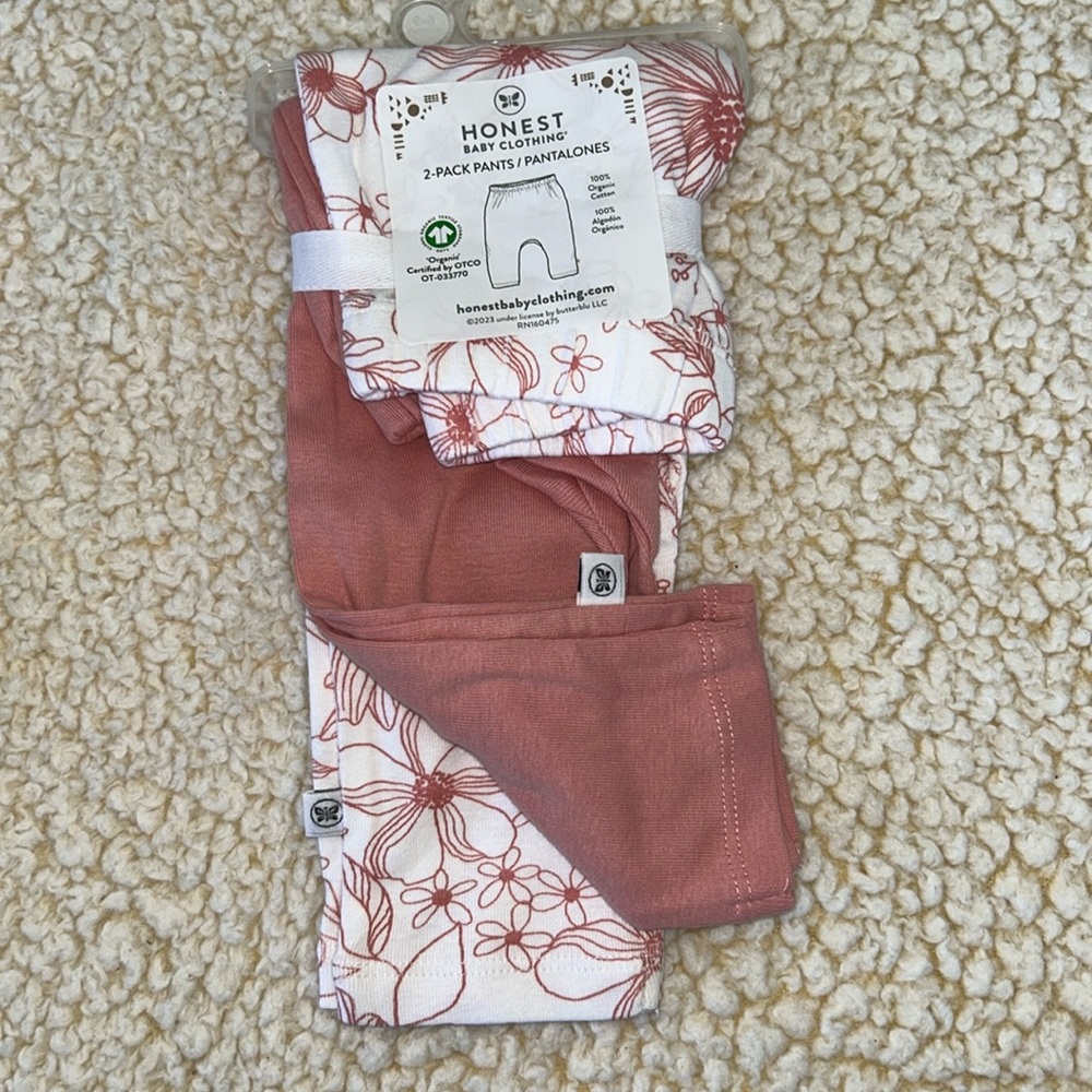 NWT Honest 2pack babygirl pants size 6-9m